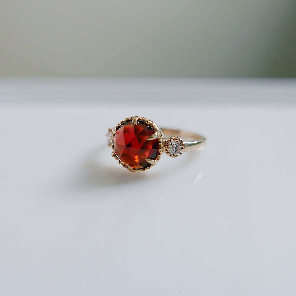 Celeste Rosecut Garnet and Diamond Ring