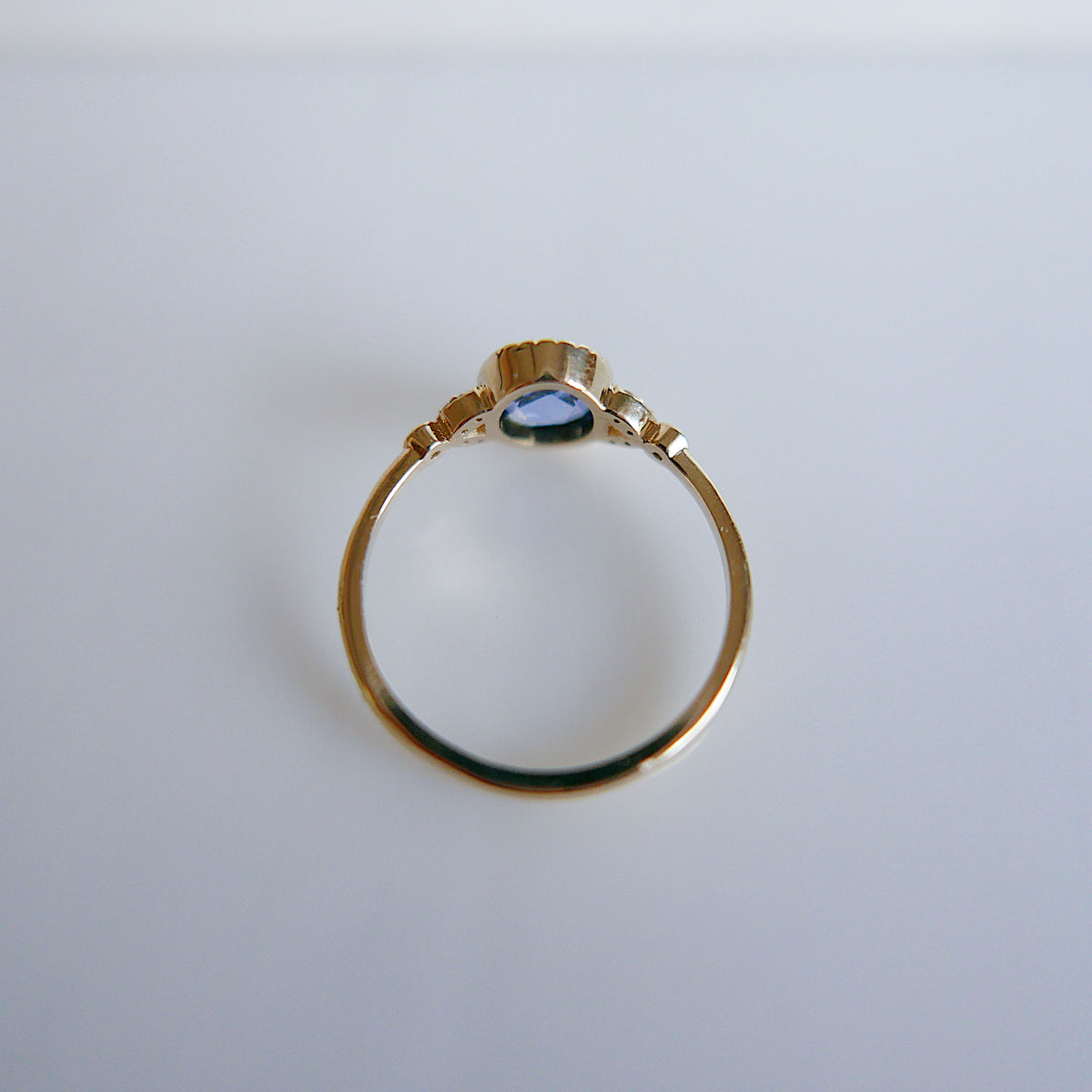 Cressida Ring With Rosecut Oval Blue Sapphire and Diamonds