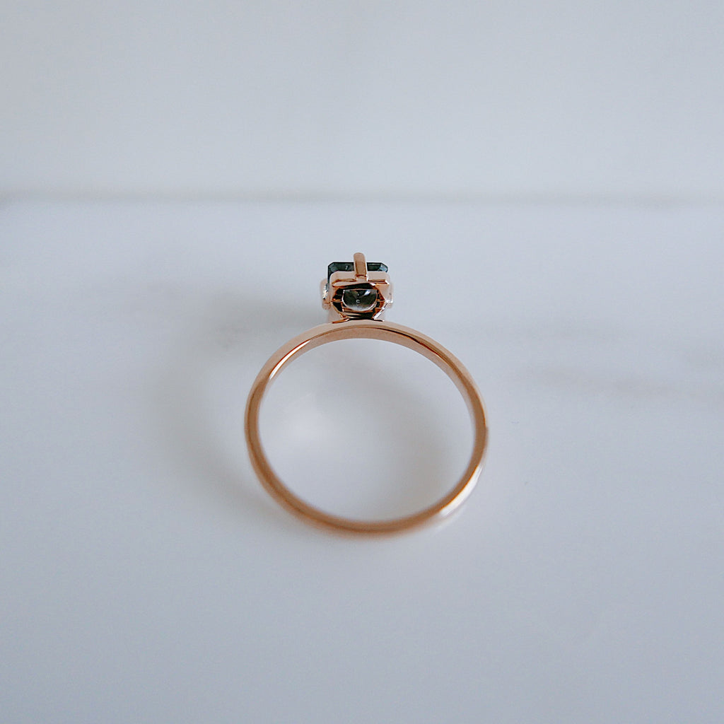 One Of A Kind Steel Grey Radiant Cut Tourmaline Ring