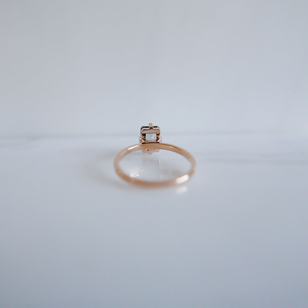 One Of A Kind Steel Grey Radiant Cut Tourmaline Ring