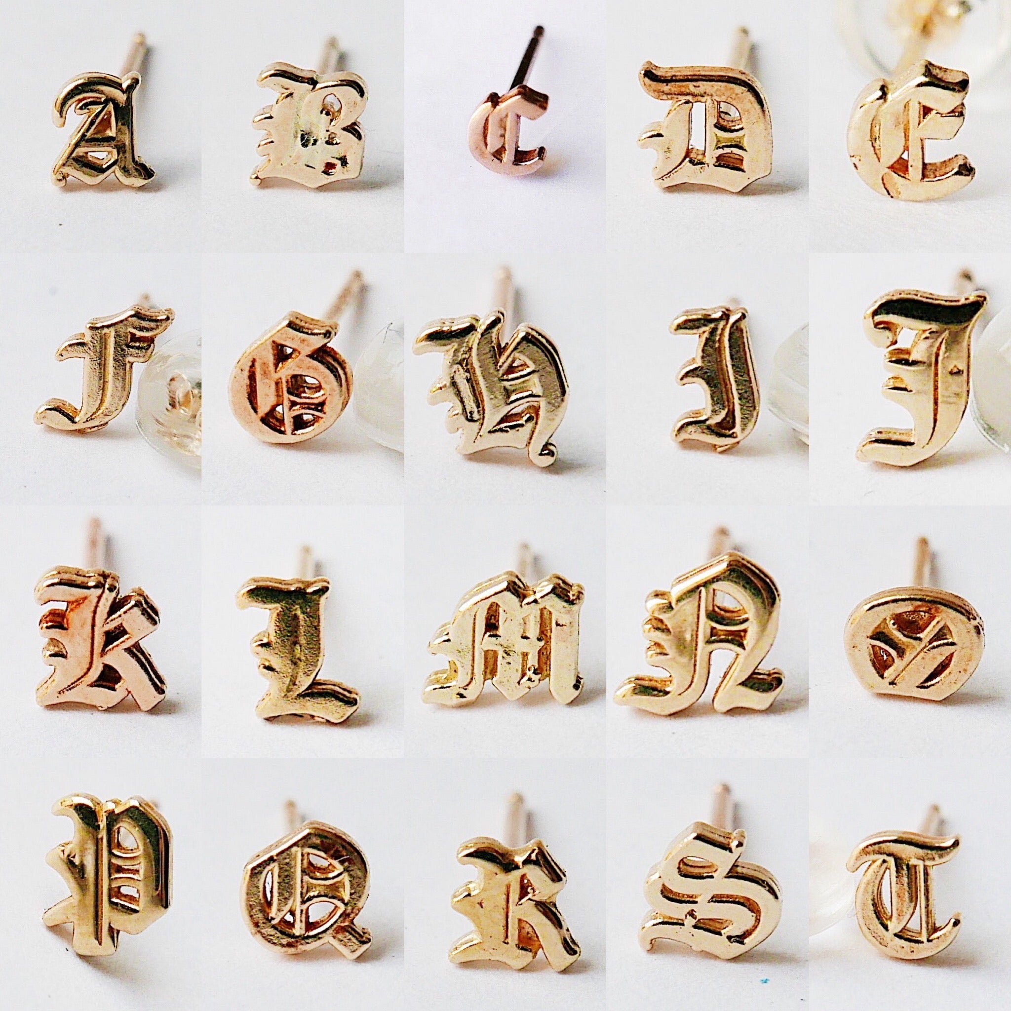 14K Old English Initial Earring, Gold Old English Letter Stud, Single stud, Initial Earring, Initial Studs, Gold Initial Earring