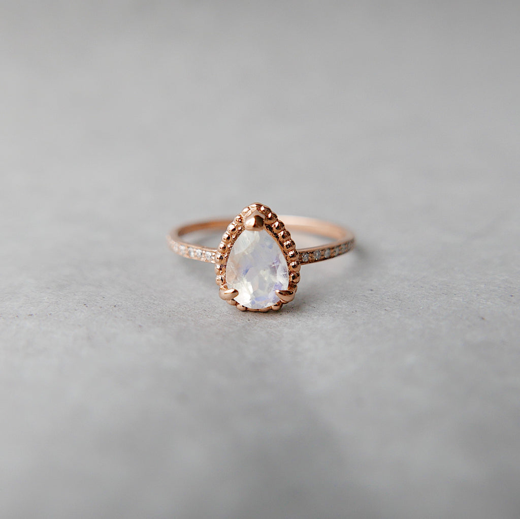 Ava Moonstone & Pave Diamond Ring