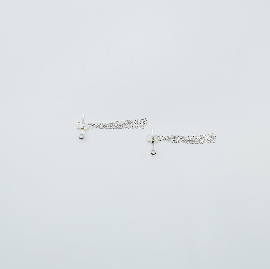 The Fringe Earring, 14kGold Ball Stud and Chain earrings, Fringe Tassel earrings, Chained earrings