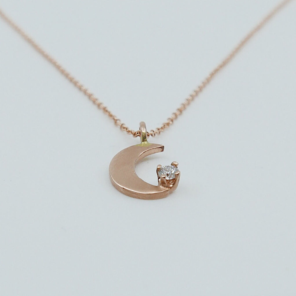 Crescent with Diamond necklace, small moon Necklace, Diamond Moon Necklace, Diamond Moon, Moon Necklace, Crescent necklace