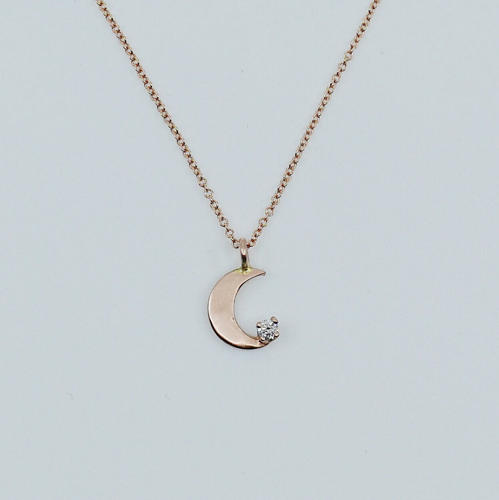 Crescent with Diamond necklace, small moon Necklace, Diamond Moon Necklace, Diamond Moon, Moon Necklace, Crescent necklace