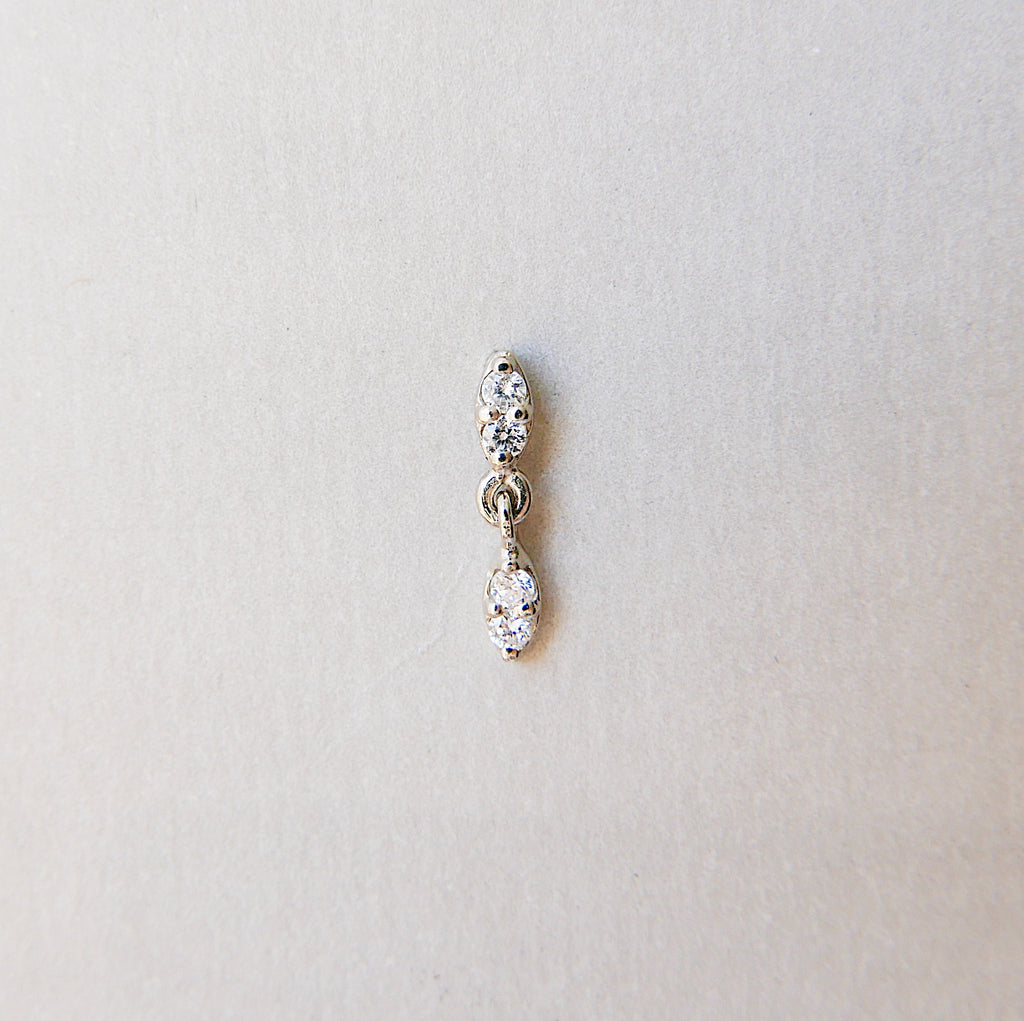 Deja Vu Double Drop Diamond Earring, Diamond Earring, Double Drop Diamond Earring, 14k Gold Diamond Earring, Dainty Diamond Earring