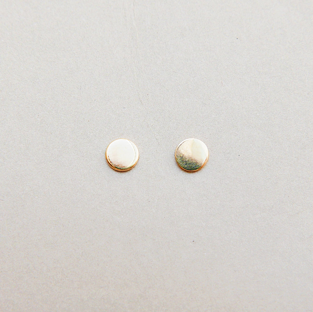 Dot Stud Earrings Large, 14k Gold Dot Stud Earrings, 14k Gold Post Earrings, Disc Stud Earrings