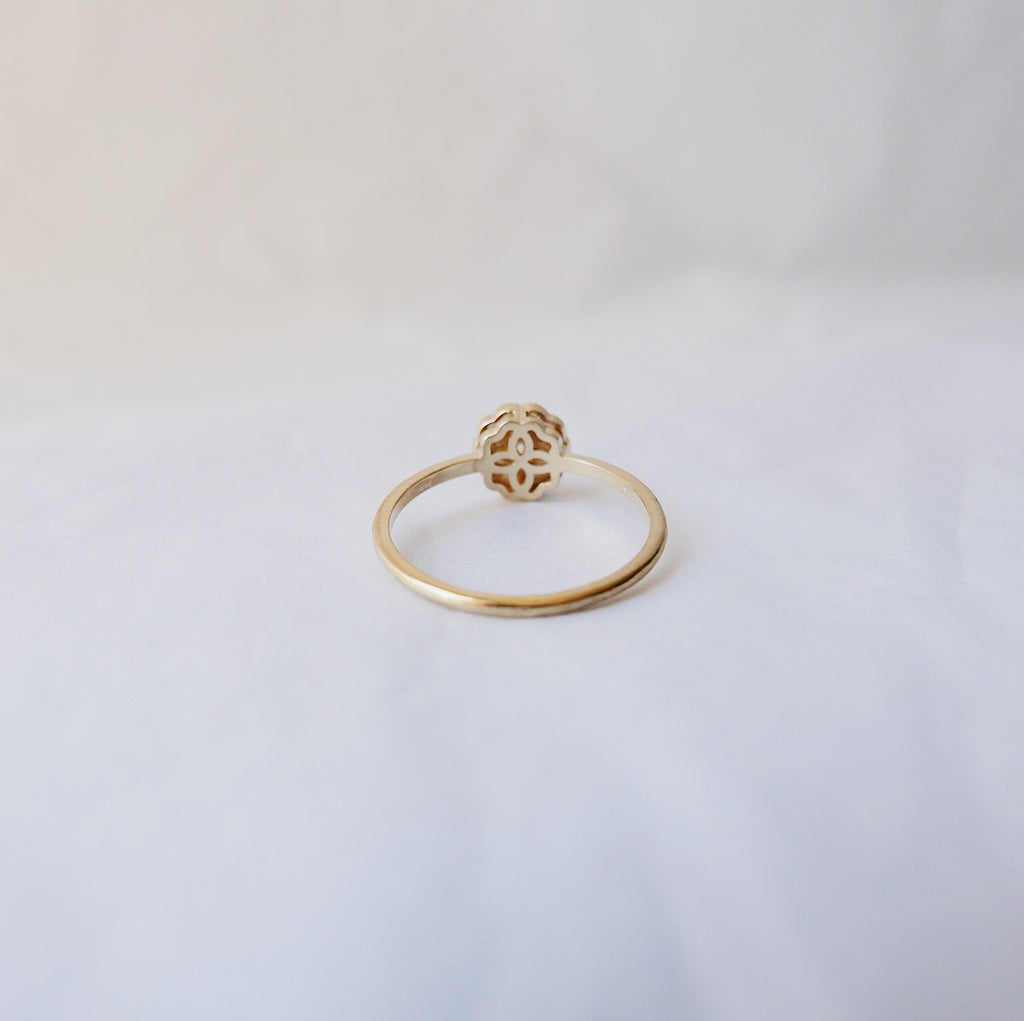 Flora Sapphire ring, 14k Gold Sapphire flower ring, 14k gold sapphire and diamond ring, alternative engagement ring