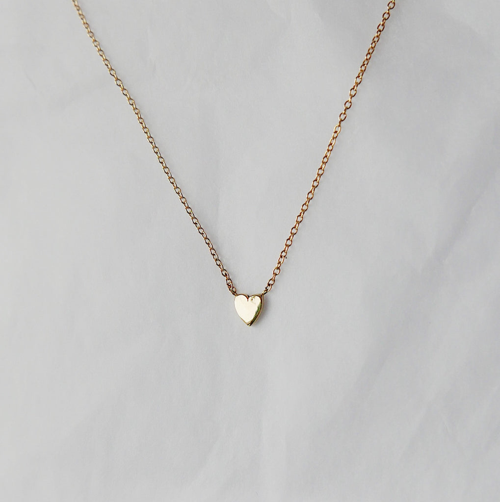 Heart of Gold necklace, mini 14k heart necklace, gold heart necklace, dainty heart necklace