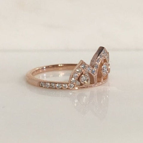 Tiara ring, Queen ring, Royal ring, stacking ring, crown ring, princess ring, wedding band, engagement ring, fancy ring, diamond ring
