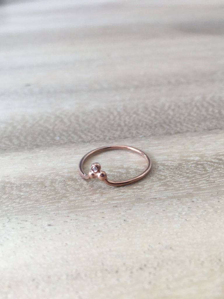 Three Dot Diamond Ring, Chevron diamond ring, chevron stacking ring, stacking ring, nesting band, chevron ring with stones
