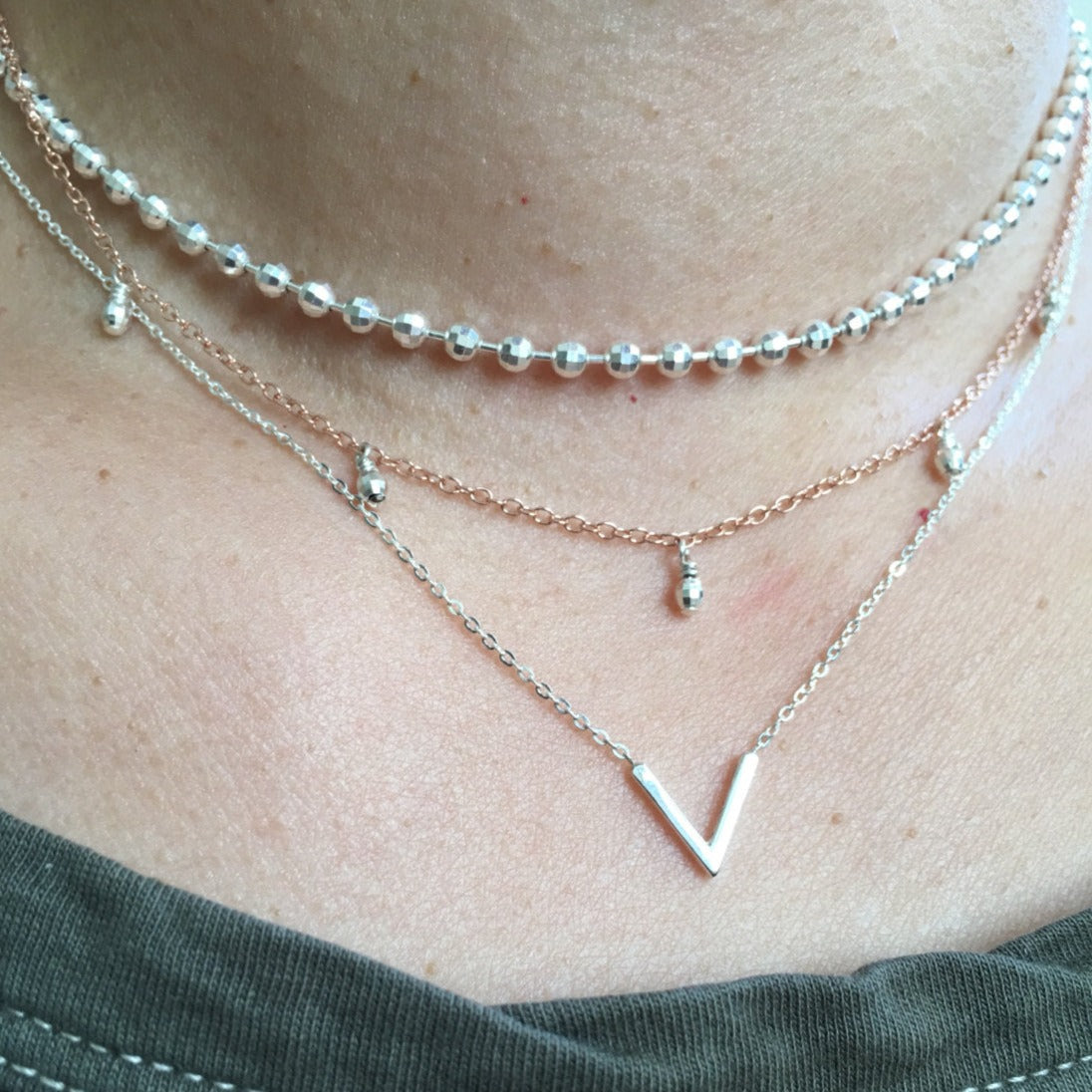 chevron necklace, v necklace, silver geometric necklace, minimalist necklace