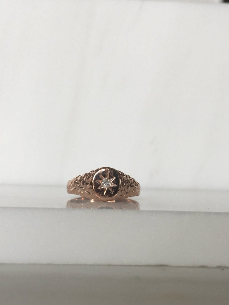 Bella Signet Ring, 14k diamond signet ring, signet ring, pinky ring, gold pinky ring, 14k gold signet ring, diamond pinky ring