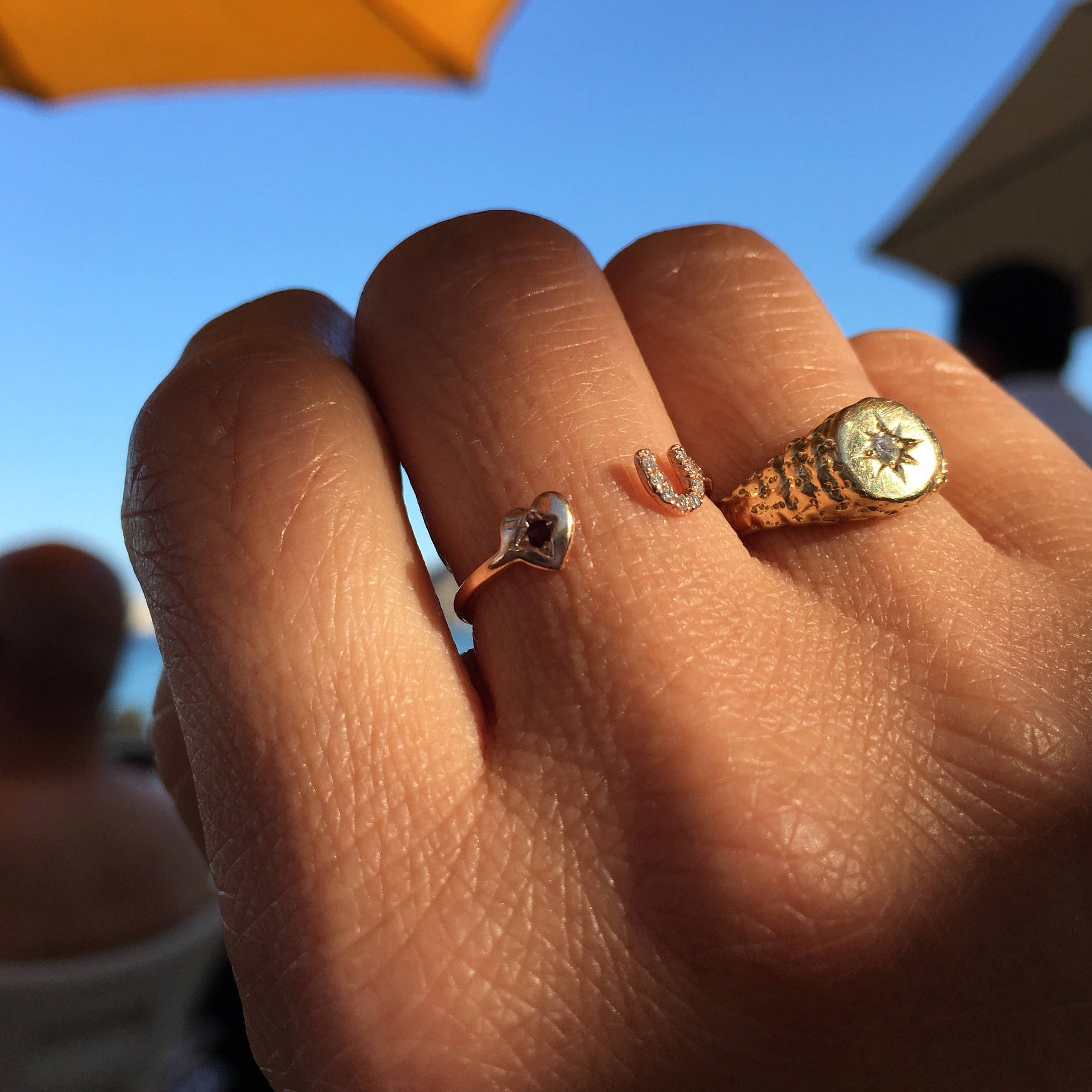 Love U Ring, 14k love you open ring, heart you cuff ring, 14k open diamond ring