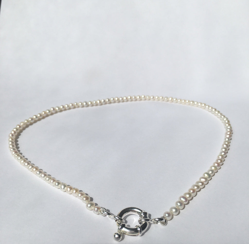 Emma pearl choker, small pearl choker, short pearl necklace, pearl choker with silver clasp, dainty choker