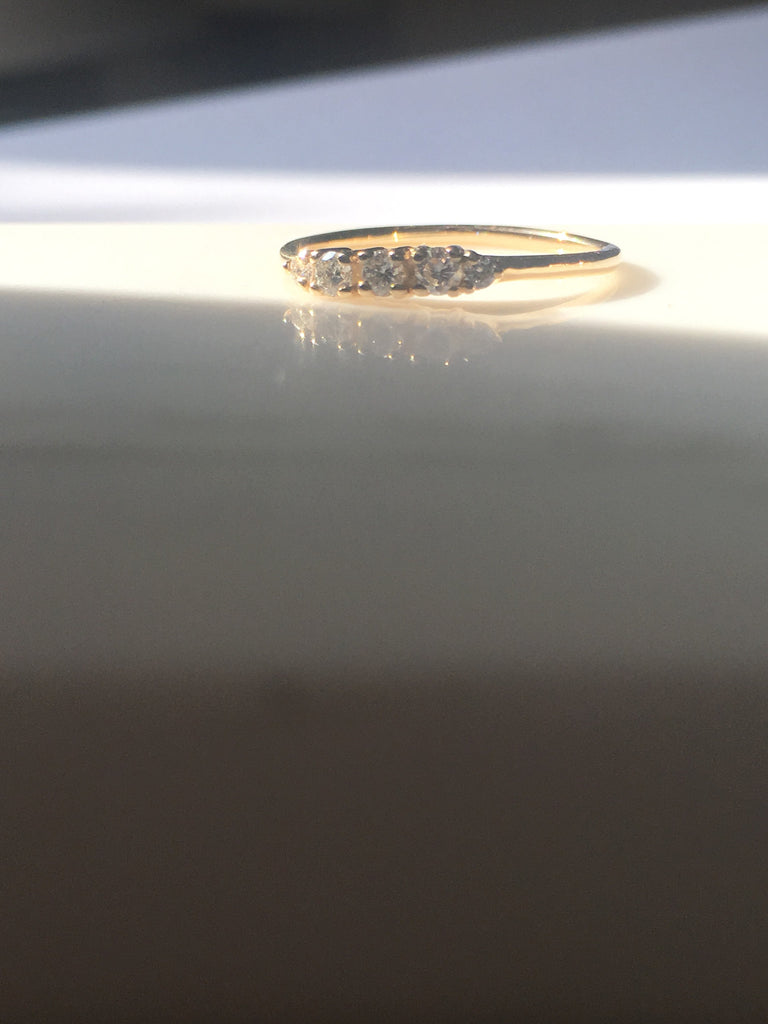 Riley diamond ring, 5 stone gold ring,  diamond band, 14k gold ring, stacking band, diamond wedding band