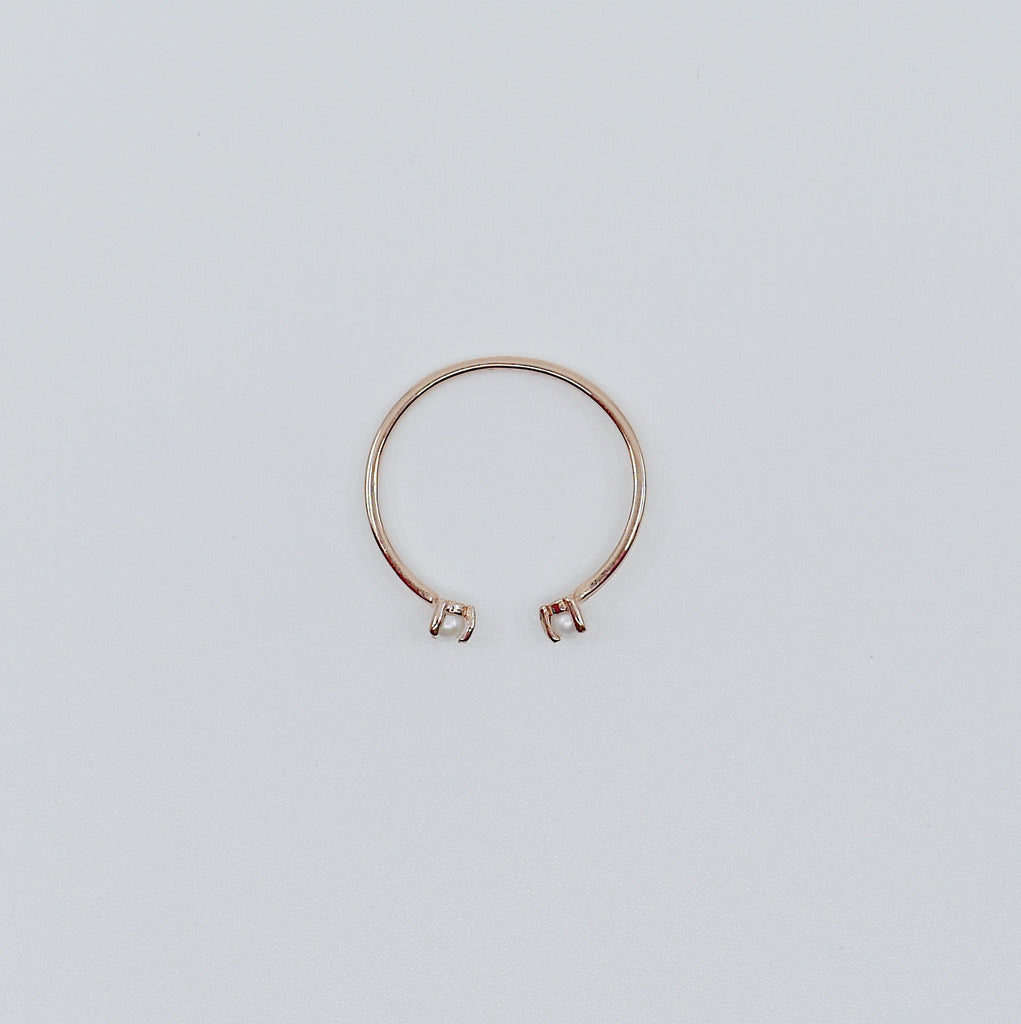 Mini Pearl cuff Ring, open Pearl Stacking ring, Simple pearl ring, Pearl open band, small pearl cuff ring, dainty gold pearl band