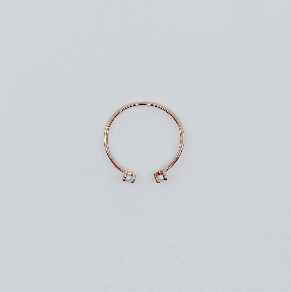 Mini Pearl cuff Ring, open Pearl Stacking ring, Simple pearl ring, Pearl open band, small pearl cuff ring, dainty gold pearl band