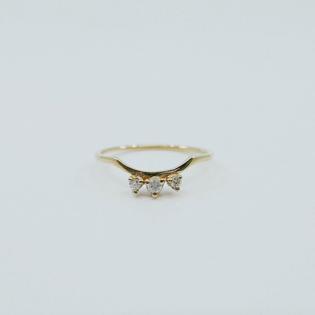 Clustered Nesting diamond band, 3 stone gold arch ring, stacking ring, diamond and wedding ring, wedding band