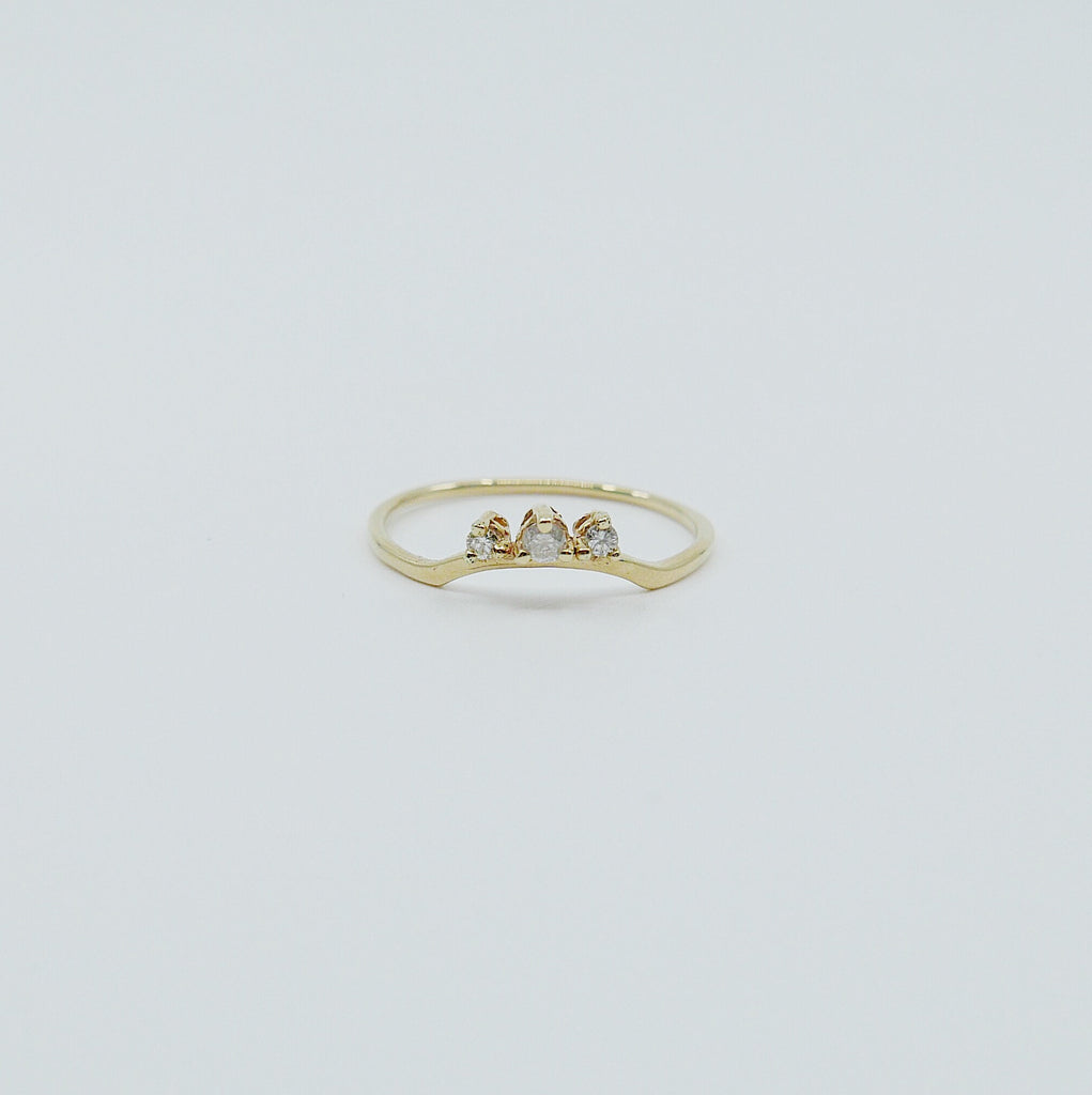 Clustered Nesting diamond band, 3 stone gold arch ring, stacking ring, diamond and wedding ring, wedding band