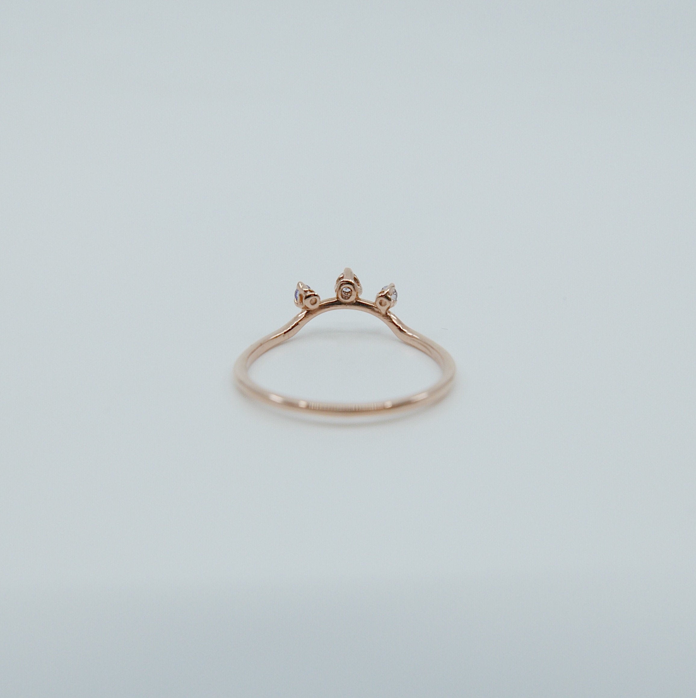 Scattered Tanzanite Nesting Ring, 14k gold arc ring, delicate dainty thin ring, thin band, stacking ring, wedding band, rose gold ring