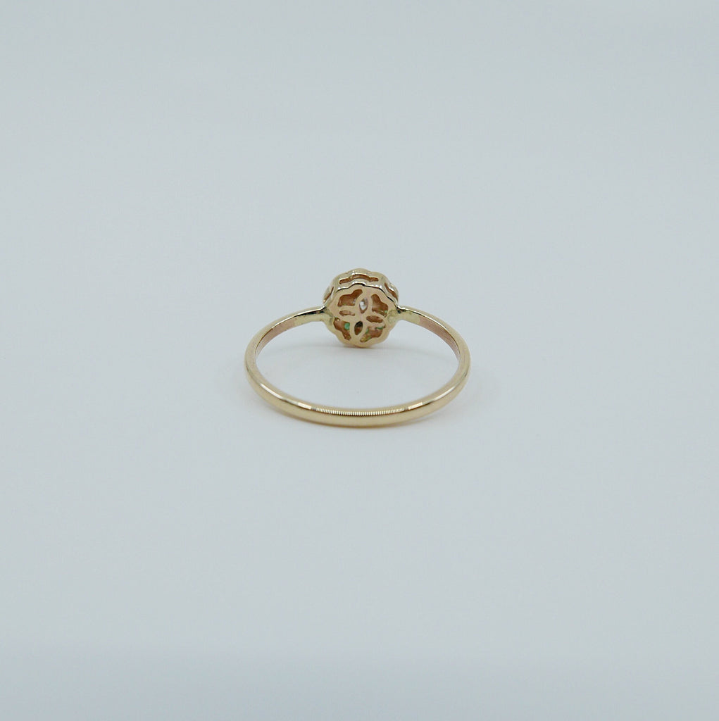 Flora emerald and diamond center ring, emerald ring w diamonds, emerald engagement ring, alternative engagement, birthstone ring