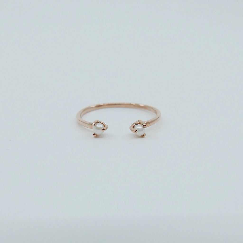 Mini Pearl cuff Ring, open Pearl Stacking ring, Simple pearl ring, Pearl open band, small pearl cuff ring, dainty gold pearl band