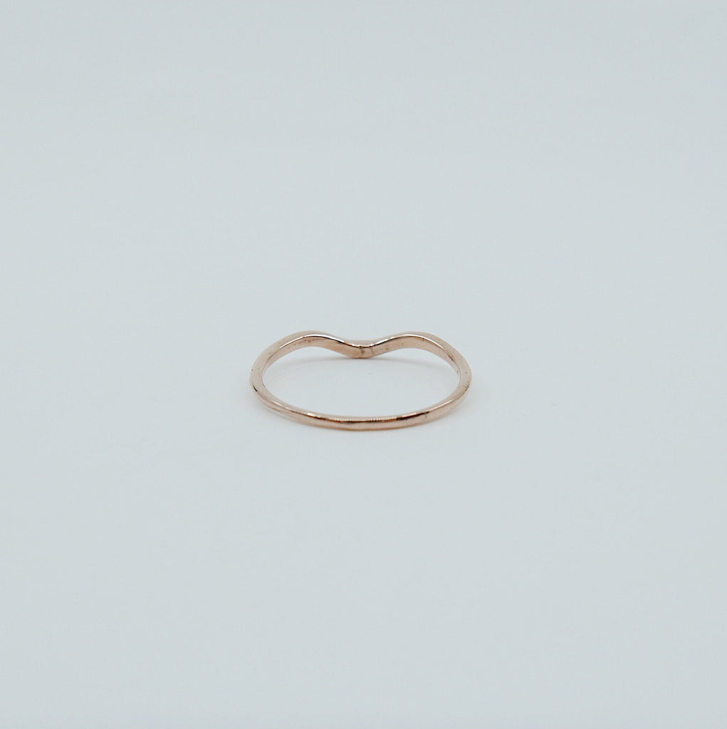 Plume Arc Diamond Ring, 14k gold nesting ring, stacking ring, wedding band, thin delicate dainty ring, thin band, hand engraved gold ring