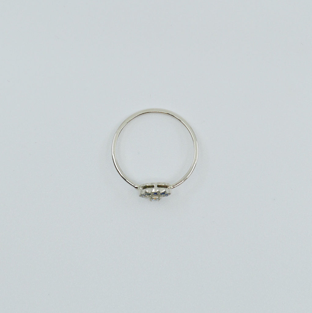 Flora Sapphire ring, 14k Gold Sapphire flower ring, 14k gold sapphire and diamond ring, alternative engagement ring