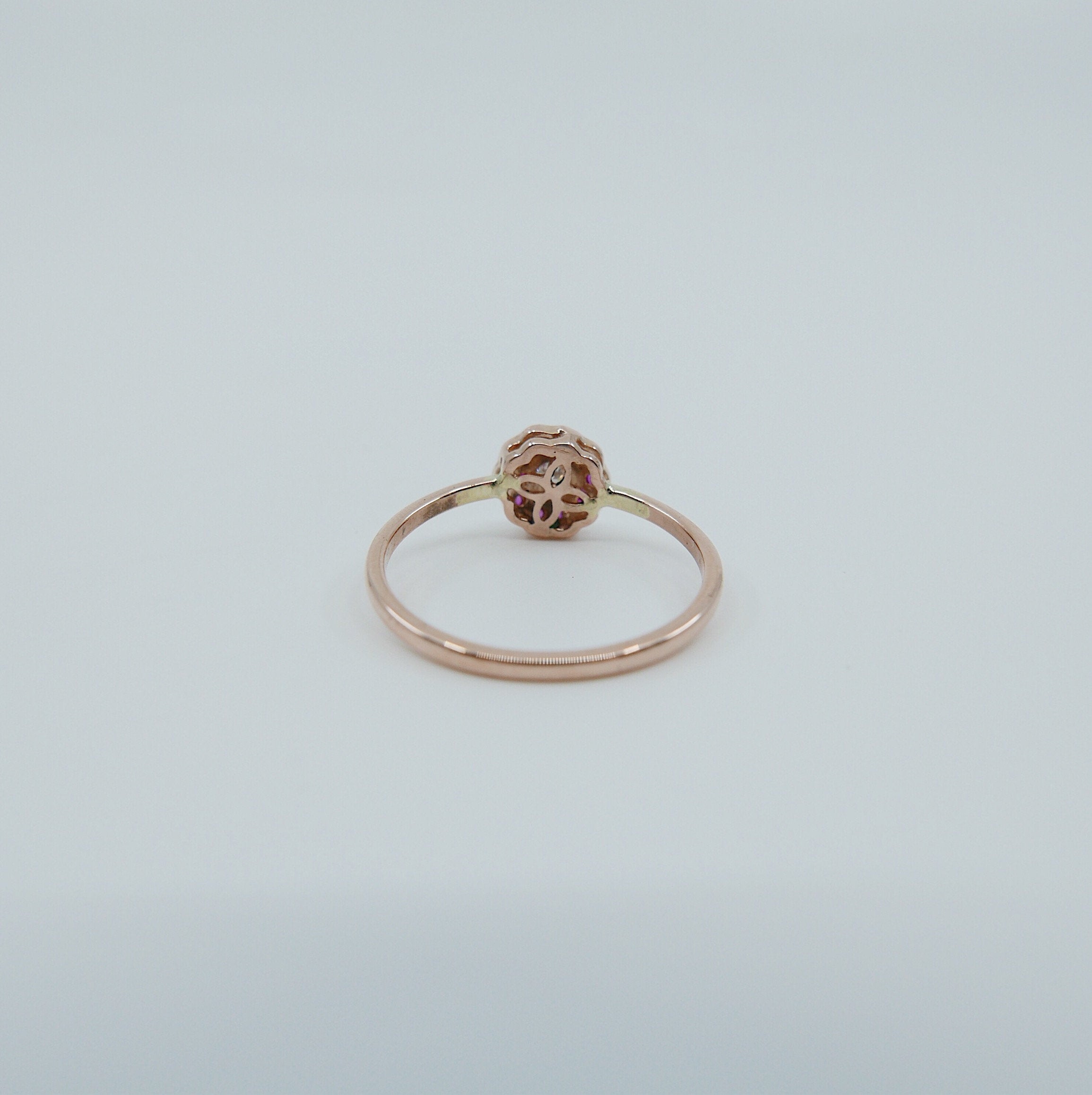 Flora Ruby ring, Gold Ruby flower ring, 14k gold ruby and diamond cluster ring, alternative engagement ring