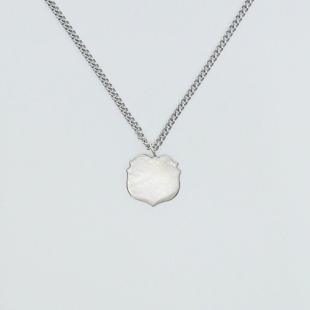 Crest Sterling Silver Necklace, Monogramed necklace, Shield necklace, hand engraved necklace, personalized necklace