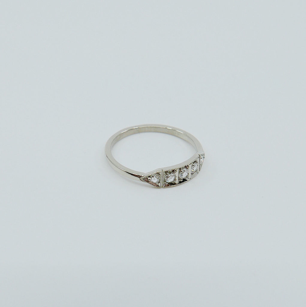 Ms. Goodbar Rose Cut Diamond ring, 14k Stacking ring, Rose Cut Diamond ring, Five stone ring, Diamond Bar ring, Vintage Inspired ring