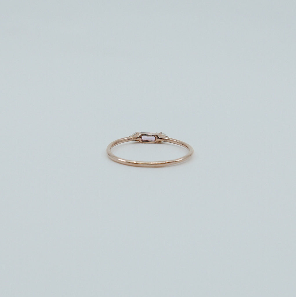 Limited Edition - Grand Baguette Sapphire Opal ring, 14k Stacking sapphire baguette ring, Three stone ring, Sapphire opal stacking ring