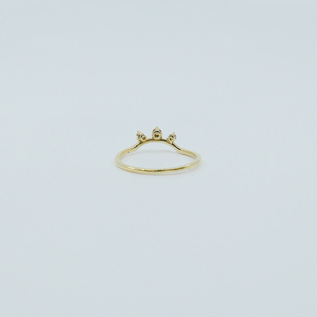 Scattered Diamond Nesting Ring, 14k gold arc ring, delicate dainty thin ring, thin band, stacking ring, wedding band, rose gold ring