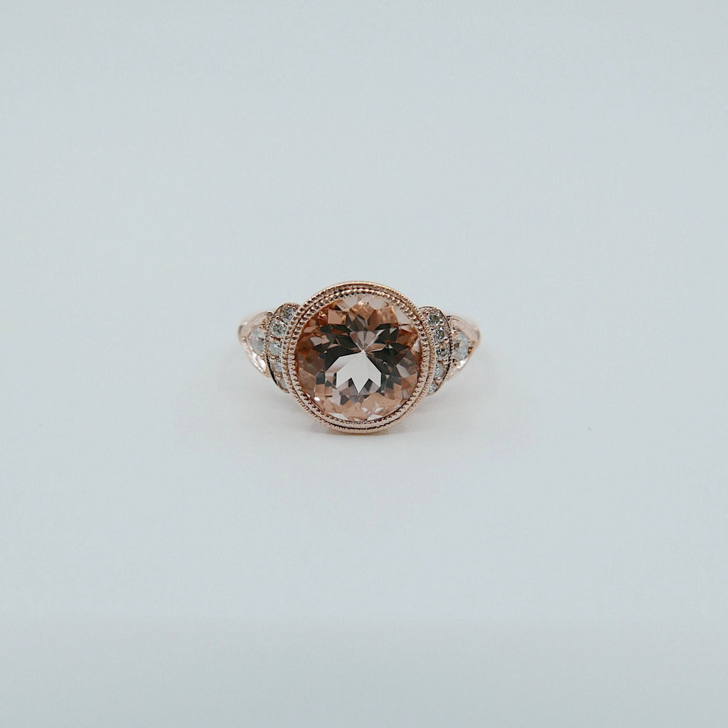 Sofia morganite & diamond statement ring, 14k gold morganite ring, engagement ring for alternative bride, alternative bridal morganite ring