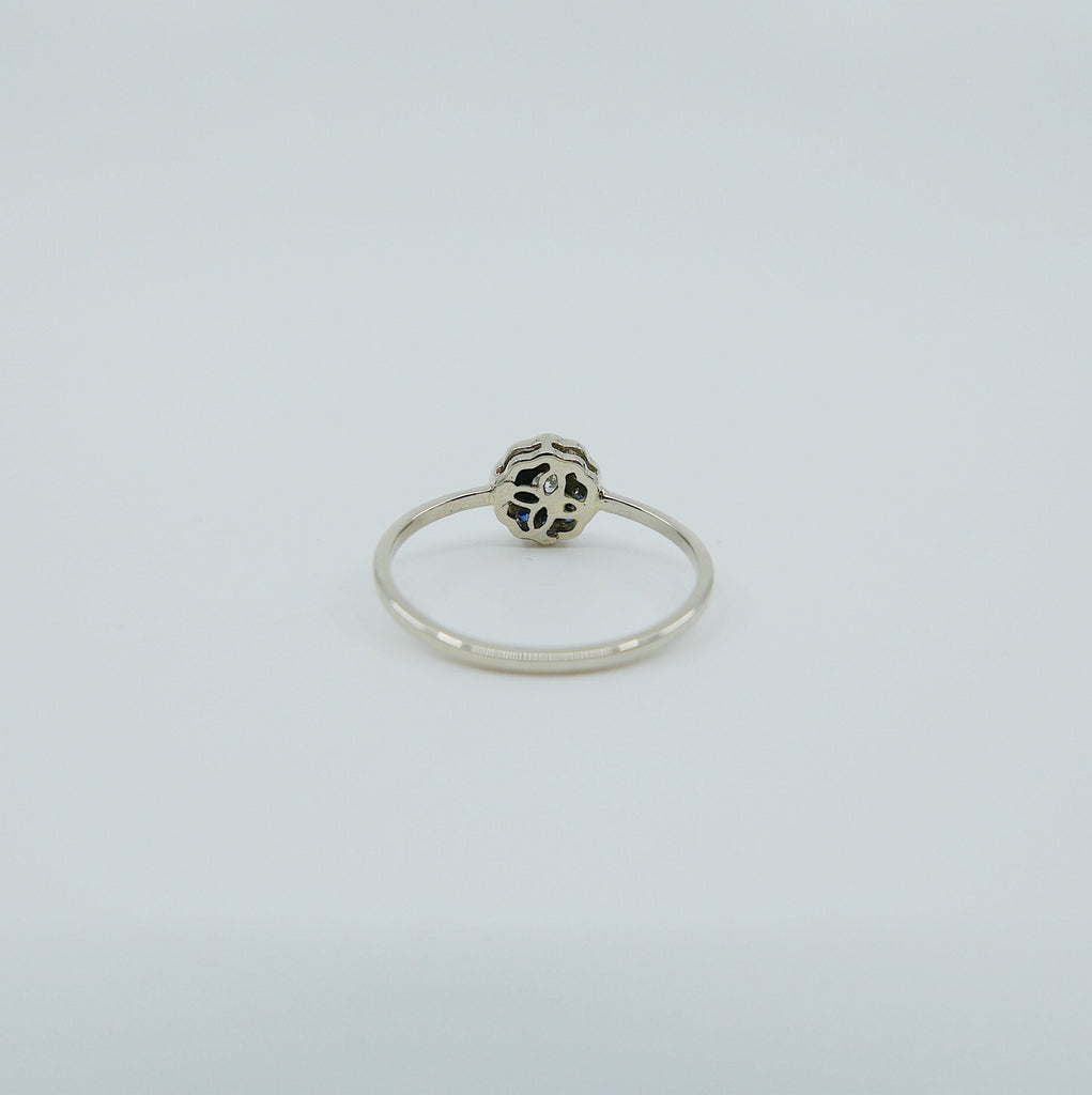 Flora Sapphire ring, 14k Gold Sapphire flower ring, 14k gold sapphire and diamond ring, alternative engagement ring