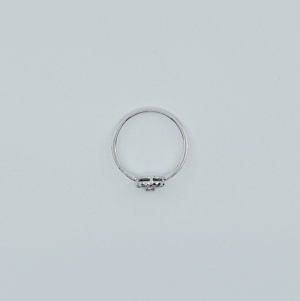 Flora Sapphire Half Pave Diamond ring, 14k Gold Sapphire Pave flower ring, 14k gold sapphire and diamond ring, alternative engagement ring