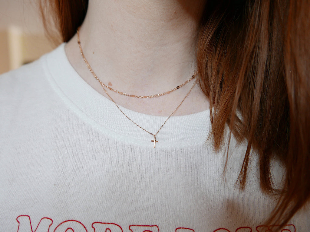 Mini Cross Necklace, 14k Gold Crucifix necklace, Small 14k cross necklace, Gold cross, Baptism necklace, Dainty gold cross necklace