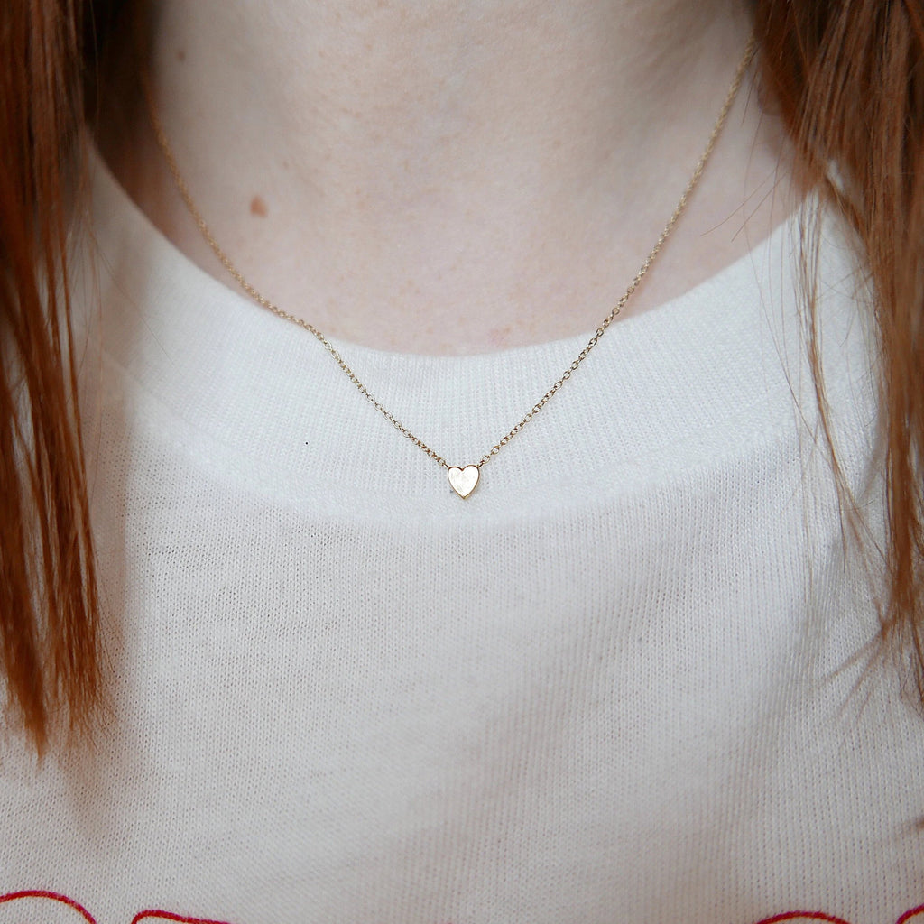 Heart of Gold necklace, mini 14k heart necklace, gold heart necklace, dainty heart necklace