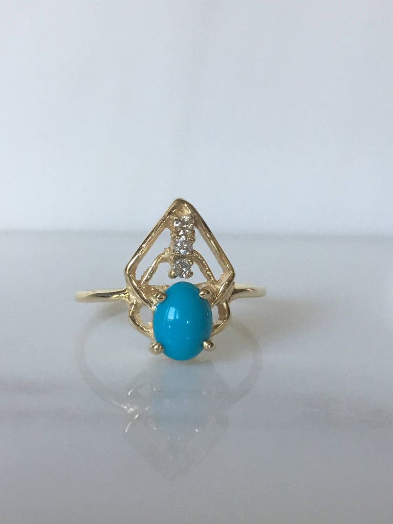 Turquoise Scarab ring, Oval turquoise diamond scarab ring, geometric turquoise ring, turquoise bug ring, 14k gold turquoise ring