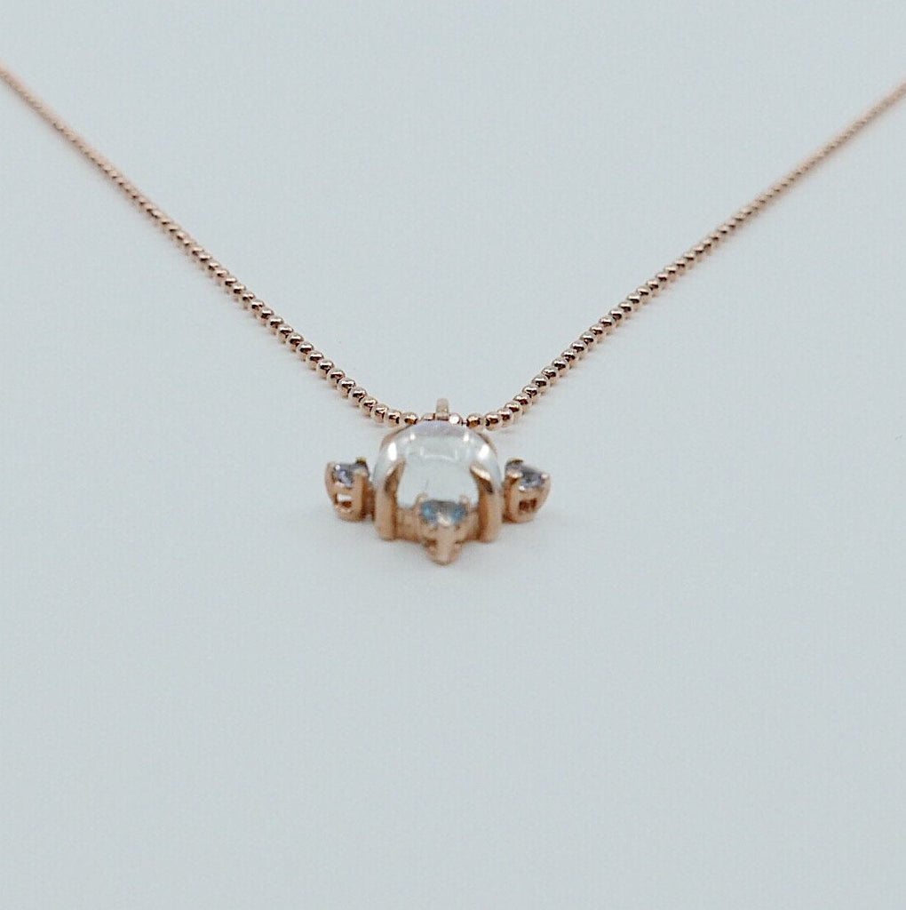 Compass Moonstone Necklace, round moonstone aquamarine iolite & tanzanite necklace, 14k gold moonstone cross necklace, pendant necklace