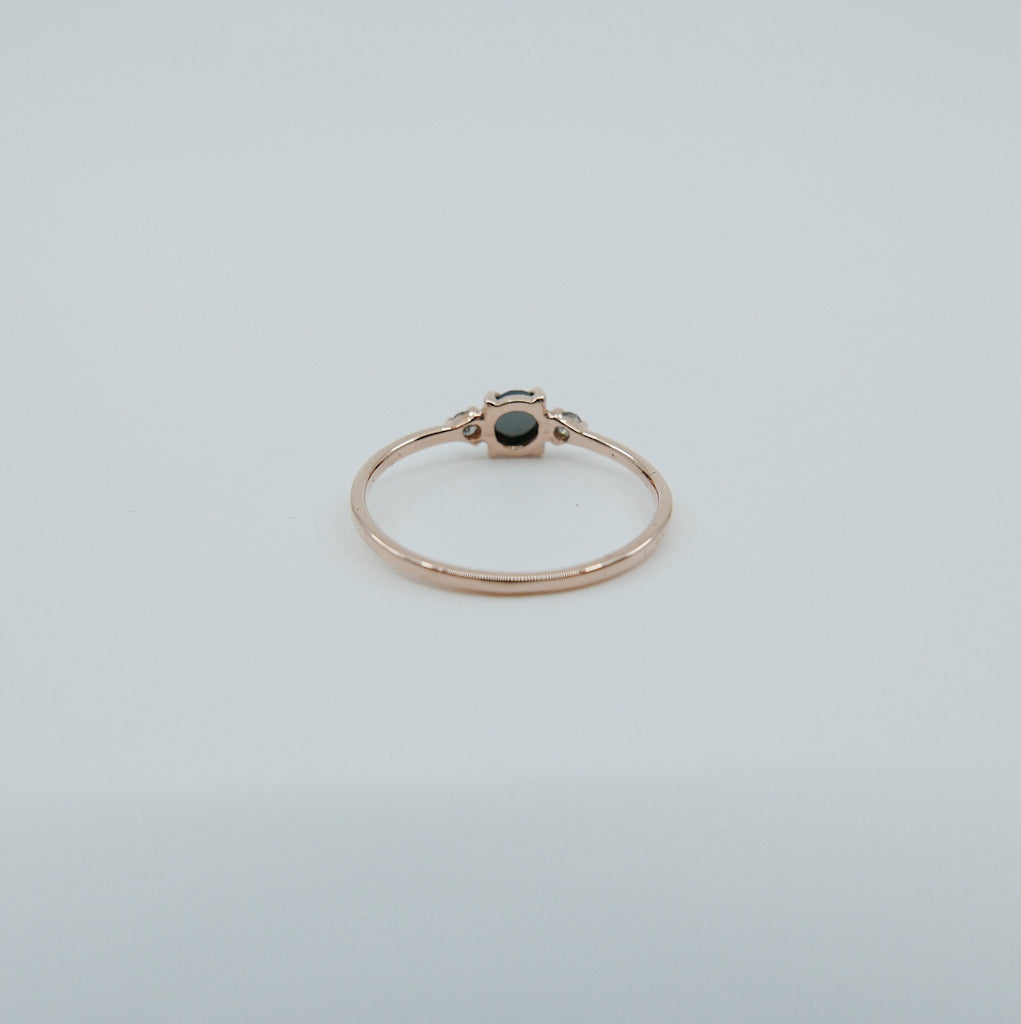 Penny black rosecut diamond ring, alternative wedding ring, unique non traditional engagement ring, 14k stacking ring