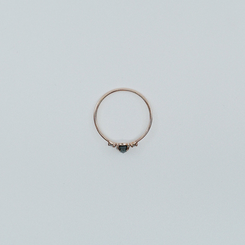 Penny black rosecut diamond ring, alternative wedding ring, unique non traditional engagement ring, 14k stacking ring