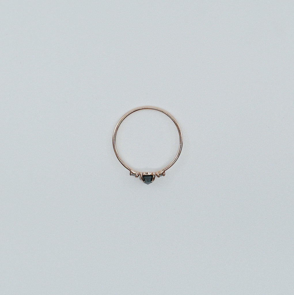 Penny black rosecut diamond ring, alternative wedding ring, unique non traditional engagement ring, 14k stacking ring