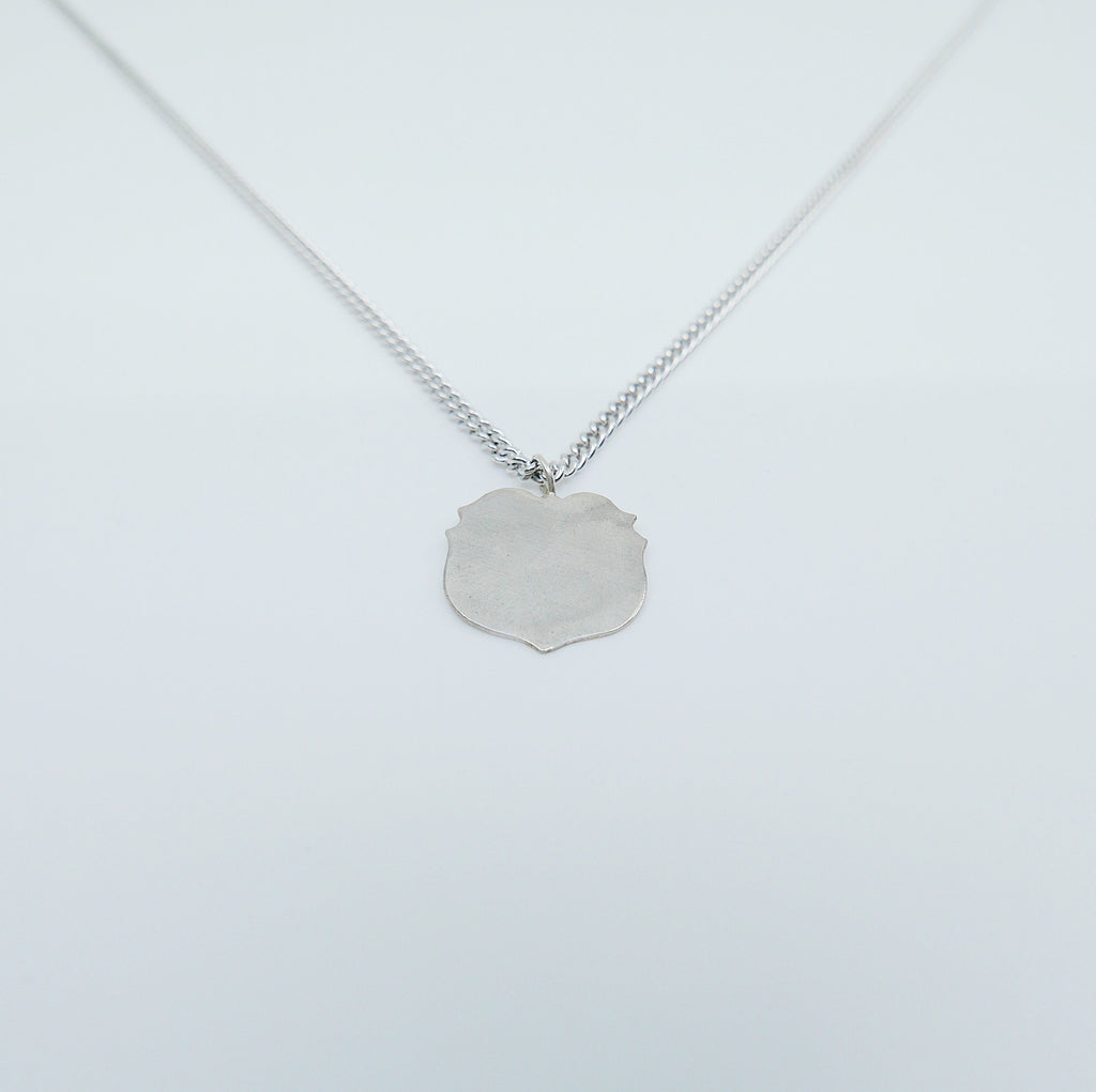 Crest Sterling Silver Necklace, Monogramed necklace, Shield necklace, hand engraved necklace, personalized necklace