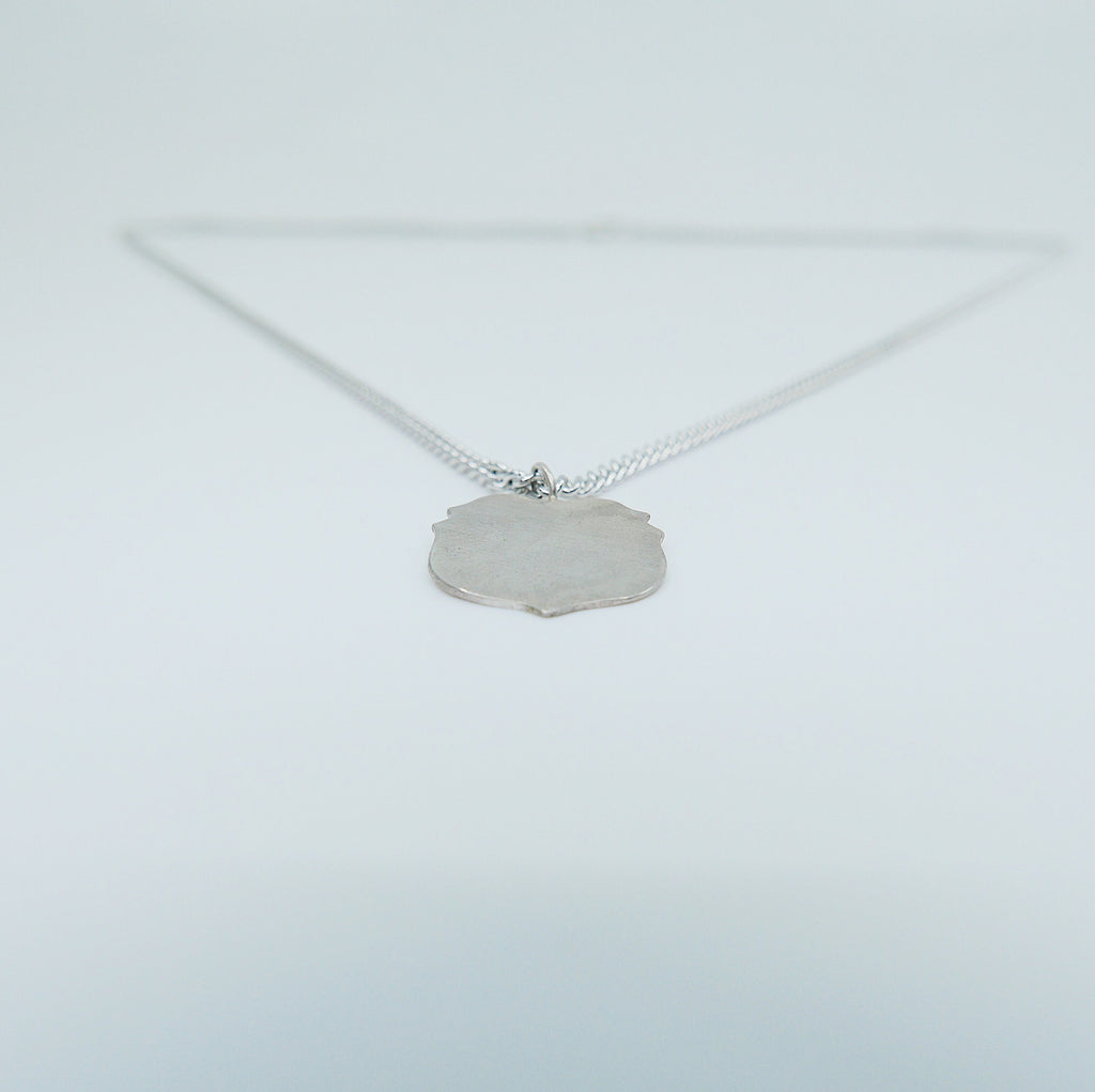 Crest Sterling Silver Necklace, Monogramed necklace, Shield necklace, hand engraved necklace, personalized necklace