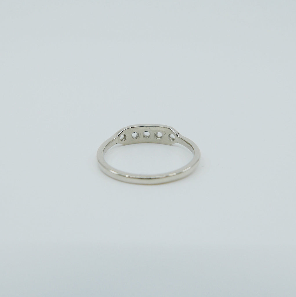 Ms. Goodbar Rose Cut Diamond ring, 14k Stacking ring, Rose Cut Diamond ring, Five stone ring, Diamond Bar ring, Vintage Inspired ring