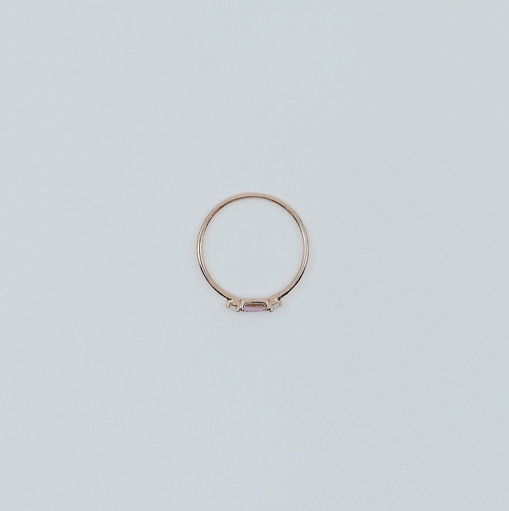 Limited Edition - Grand Baguette Sapphire Opal ring, 14k Stacking sapphire baguette ring, Three stone ring, Sapphire opal stacking ring