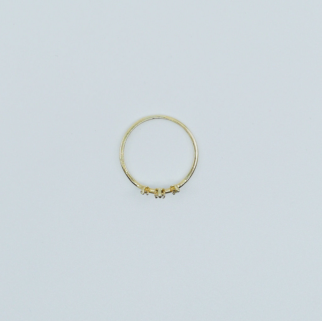 Scattered Diamond Nesting Ring, 14k gold arc ring, delicate dainty thin ring, thin band, stacking ring, wedding band, rose gold ring