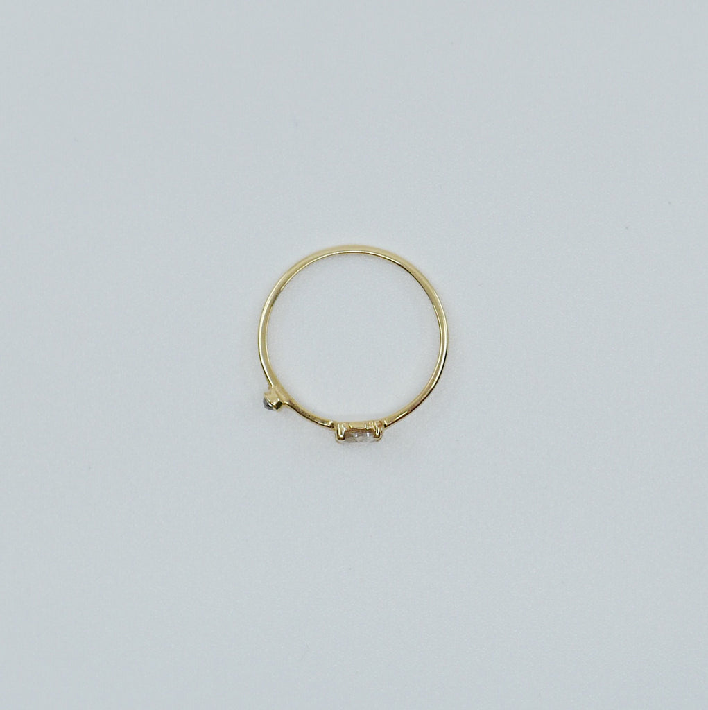 Rose Cut Diamond Duet Ring (Medium), Rose Cut Diamond Ring, diamond ring, stacking ring, promise ring, gold duet ring, birthstone ring